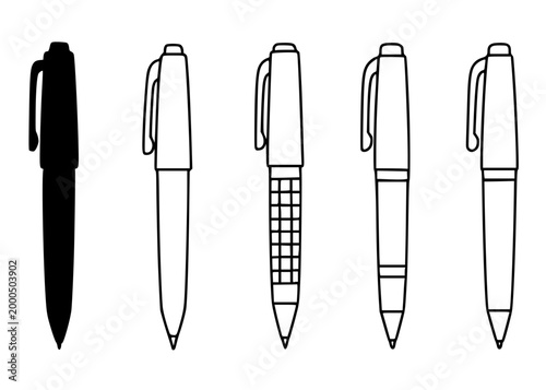 Minimalist pen icon set, in outline design