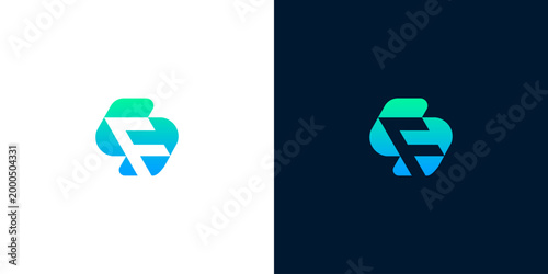 Abstract Letter F Logo Design, Modern Geometric Symbol, Gradient Colors