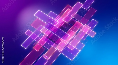 Abstract interconnected glowing geometric shapes forming a dynamic abstract digital art composition