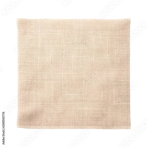 Beige Linen Fabric Texture Isolated on White Background
