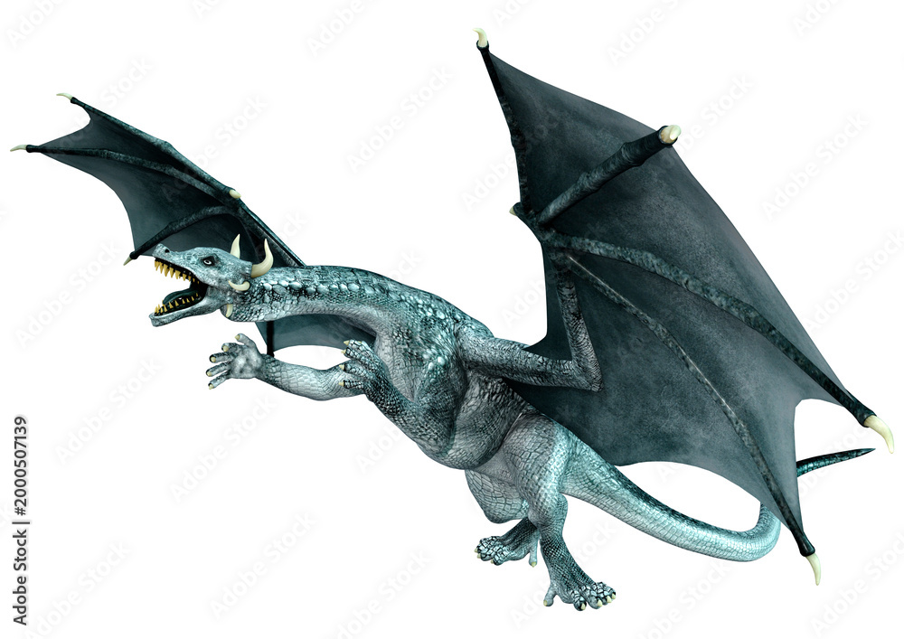 Fototapeta premium 3D Rendering Fairy Tale Dragon on White