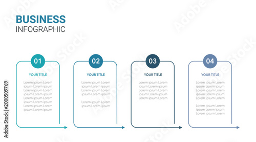 Infographic template for business. 4 Steps Modern Business Infographic template. Design with numbers 4 options or steps. Blue