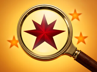 Golden star with red border icon vector