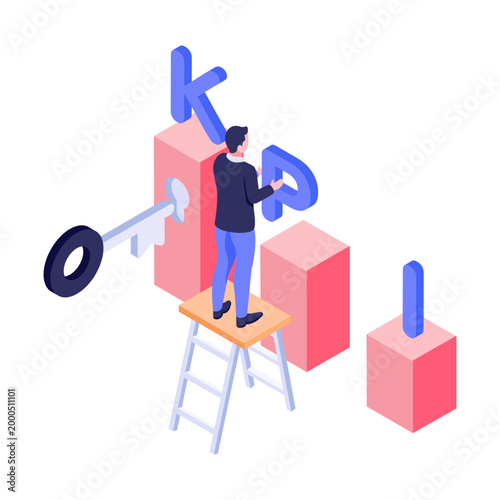 An isometric style illustration of kpi insight
