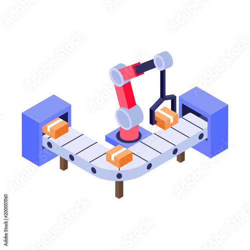 An isometric style illustration showing an automated warehouse
