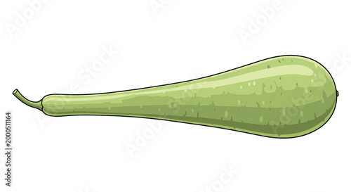 A long, slender bottle gourd, also known as calabash, with its light green skin, a popular and healthy vegetable in Asian cuisine.