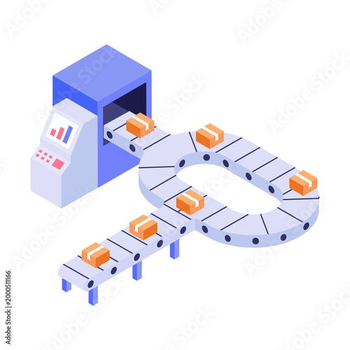An illustration of a smart factory designed in an isometric style

