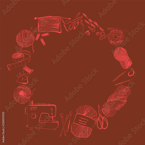 Handmade Sewing and Knitting Tools Set – Cozy Craft Illustration Collection