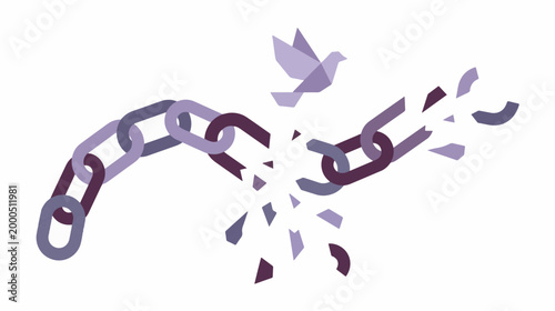 An illustration symbolizing peace with broken chains and a dove flying free .Days of Remembrance and Reconciliation Dedicated to Those Who Perished in the Second World War