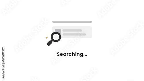 Animated search bar icon with moving magnifying glass