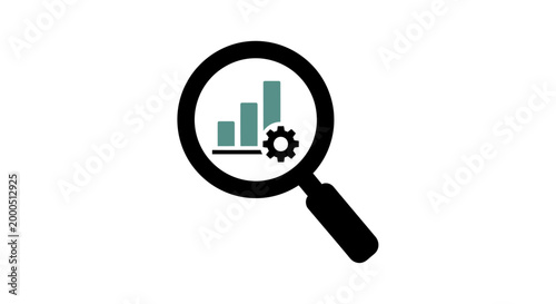 Fotografía Magnifying glass with bar chart graph.