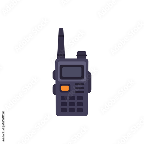 Dark gray walkie-talkie icon, emergency communication device, colorful illustration