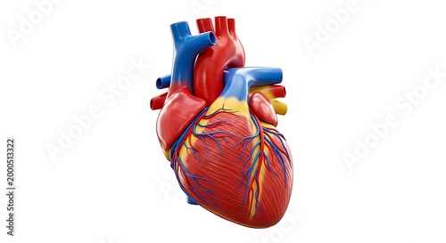 Human heart with blood vessels illustration