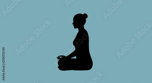 Silhouette of Woman Meditating in Lotus Pose