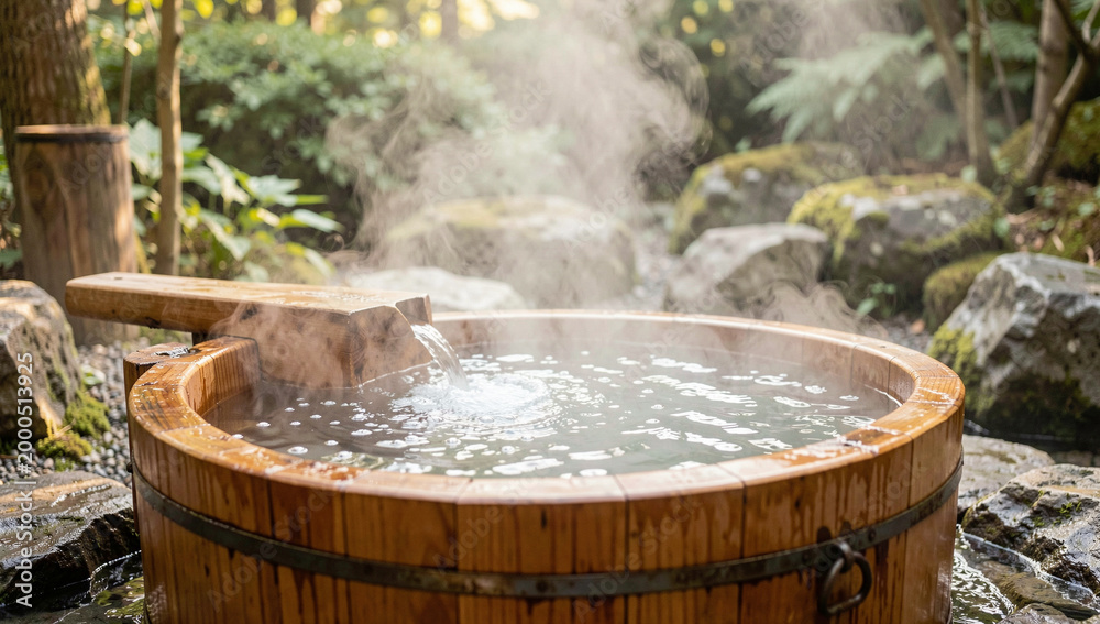 Fototapeta premium The tranquil scene of a hot spring bubbling from the earth.