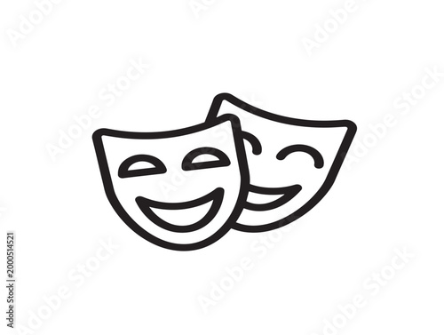 Comedy and tragedy masks vector illustration of contrasting emotions in flat design