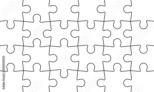 Foto Seamless jigsaw puzzle pattern outline abstract background