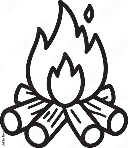 A simple sketch of a campfire, flames dance and crackle merrily, evoking the warmth and camaraderie of the great outdoors. 
