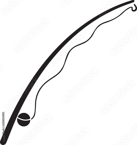 A minimal outline of a classic fishing rod, poised for a tranquil day on the water.