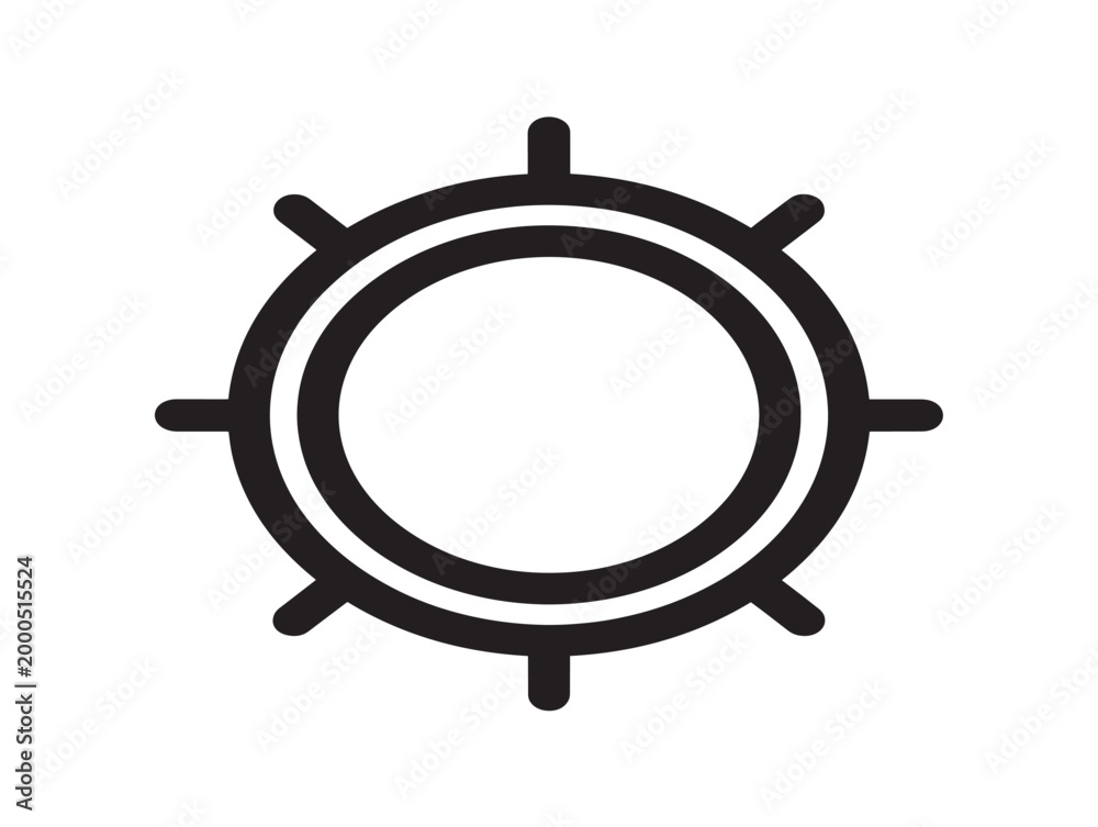 Fototapeta premium Minimalist circular gear or sun icon with spokes, flat design vector illustration