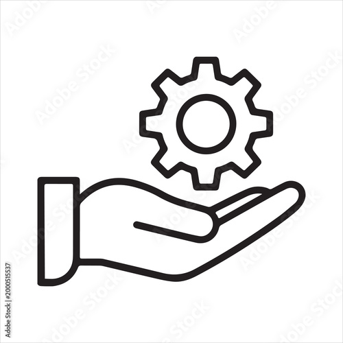 Canvas Print Hand holding a gear icon representing support for mechanical engineering and bus