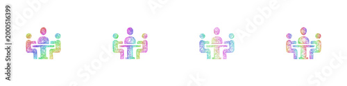 Rainbow sketch team meeting icon design set