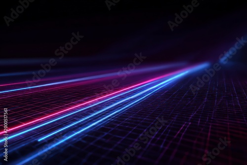 Neon light trails on road.