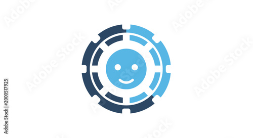 A stylized smiley face logo design.