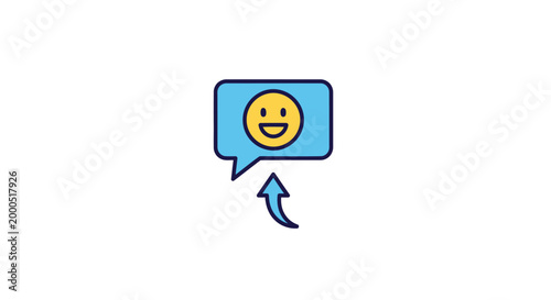 A smiling emoticon in a speech bubble.