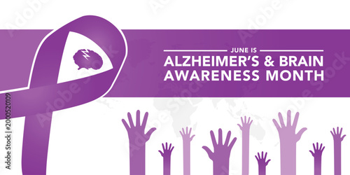 Alzheimer's And Brain awareness Month June. Template for background, banner, card, poster with text inscription. Vector illustration.	