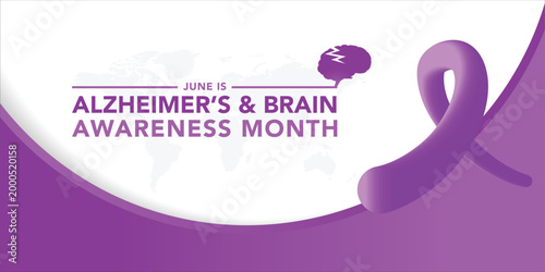 Alzheimer's And Brain awareness Month June. Template for background, banner, card, poster with text inscription. Vector illustration.	