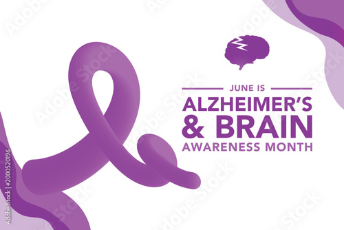 Alzheimer's And Brain awareness Month June. Template for background, banner, card, poster with text inscription. Vector illustration.	