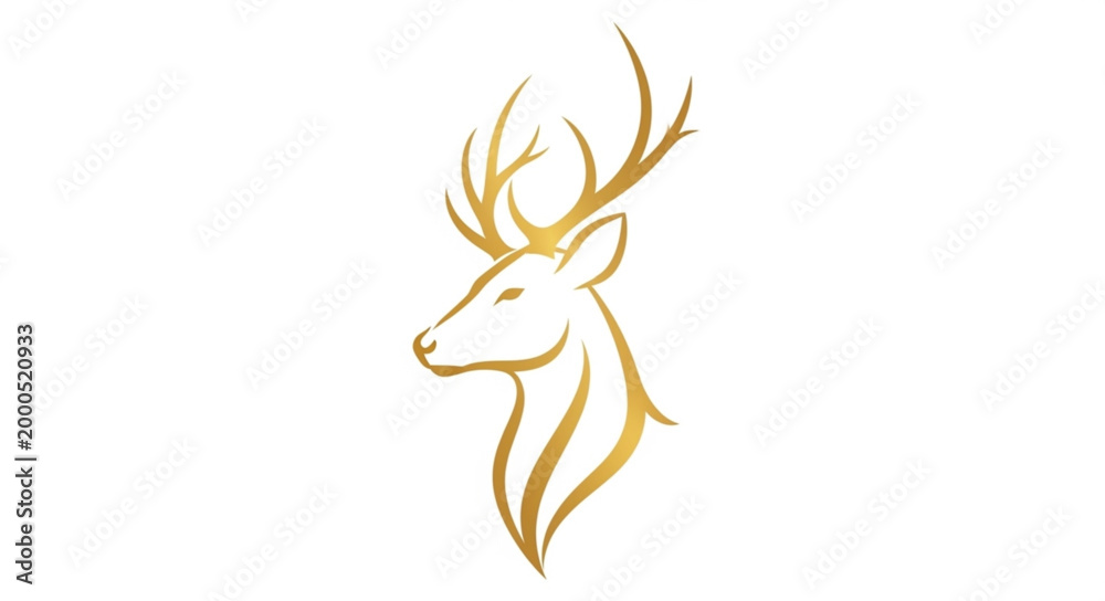 Obraz premium Golden Deer Head Illustration.