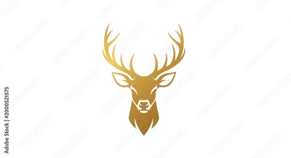 Obraz premium Golden Deer Head Illustration.