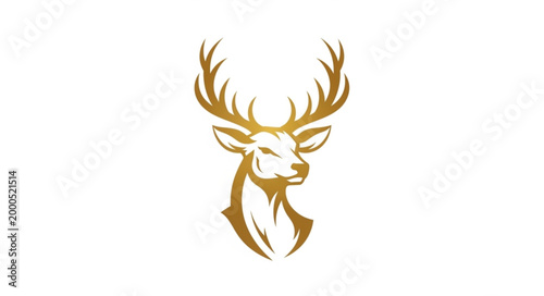 Golden Deer Head Illustration.