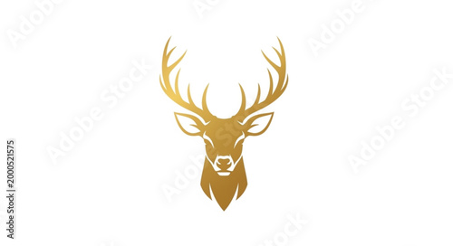 Golden Deer Head Illustration.