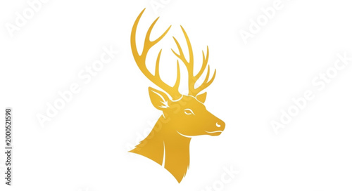 Golden Deer Head Illustration.