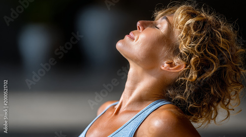 Young woman practicing yoga and enjoying relaxation indoors  