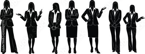 Professional businesswoman poses with different gestures