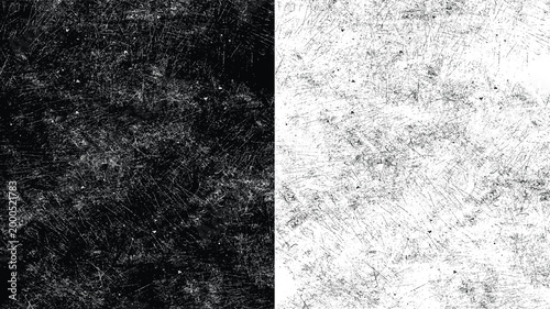 Abstract Split Black and White Textured Grunge Overlay Background, Vector Illustration