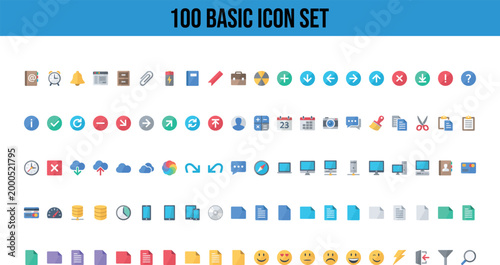 Bild auf Leinwand Basic interface icons collection for computing devices software applications and websites