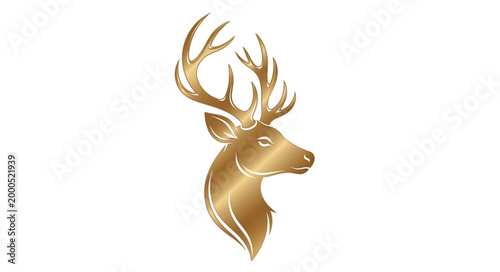 Golden Deer Head Illustration.