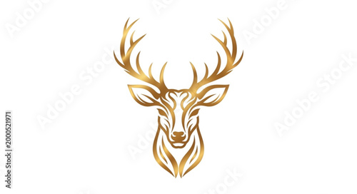 Golden Deer Head Illustration.
