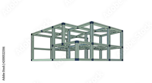 3D Render of a Modular Building Structural Frame Isolated on White Background