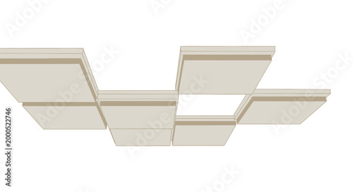3D Illustration of Modular Acoustic Ceiling Panel System with Grid Detail