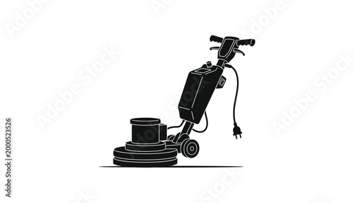 Floor scrubber machine vector illustration on transparent background for cleaning services.