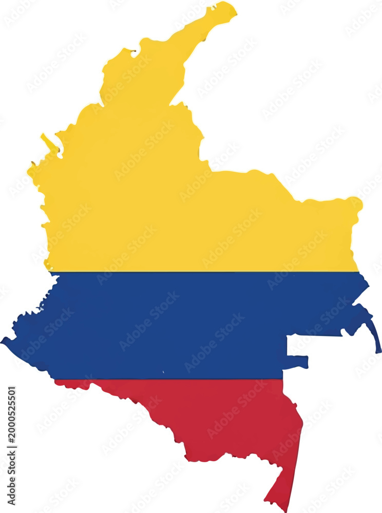 Fototapeta premium Colombia Map Silhouette with National Flag Colors Vector Design