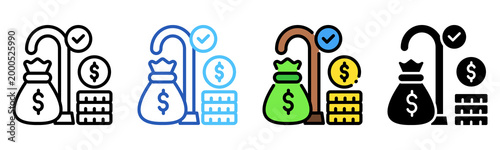 Retirement Income Icon Multiple Style Collection Set 