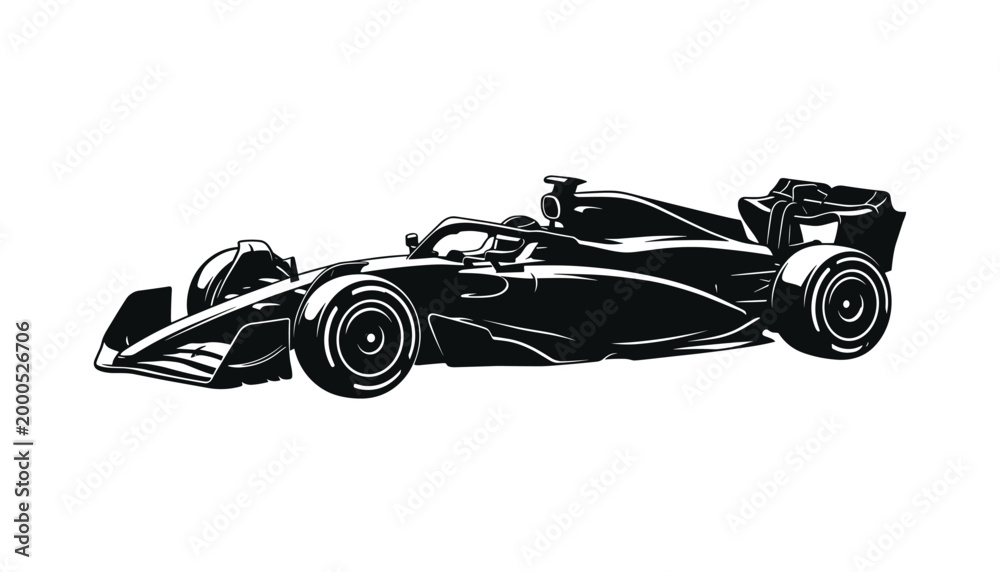 Fototapeta premium Formula 1 racing car silhouette vector graphic transparent background design.