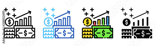 Financial Gain Icon Multiple Style Collection Set 